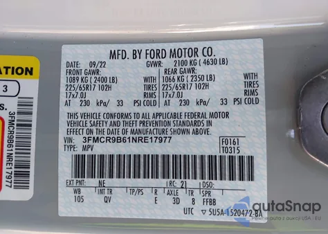 2022 Ford Bronco Sport Big Bend z USA, uszkodzony, nr VIN 3FMCR9B61NRE17977